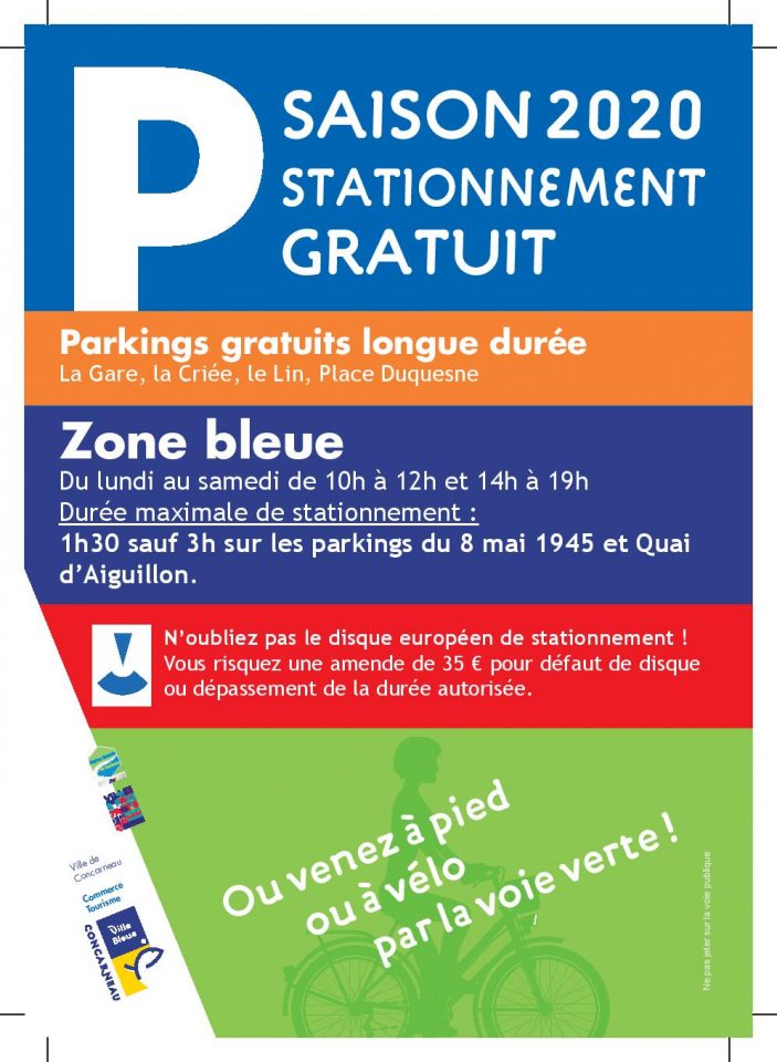  Stationnement gratuit à Concarneau pendant la saison estivale 2020