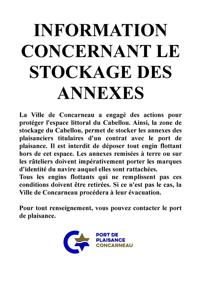 Information concernant le stockage des annexes